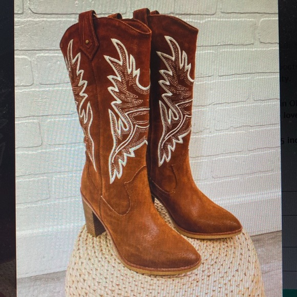 🎄XmasSale🎄MIA Taley TallWestern BootsCognac NIB/NWT Size9 EmbroideredFauxLeather - Picture 5 of 6